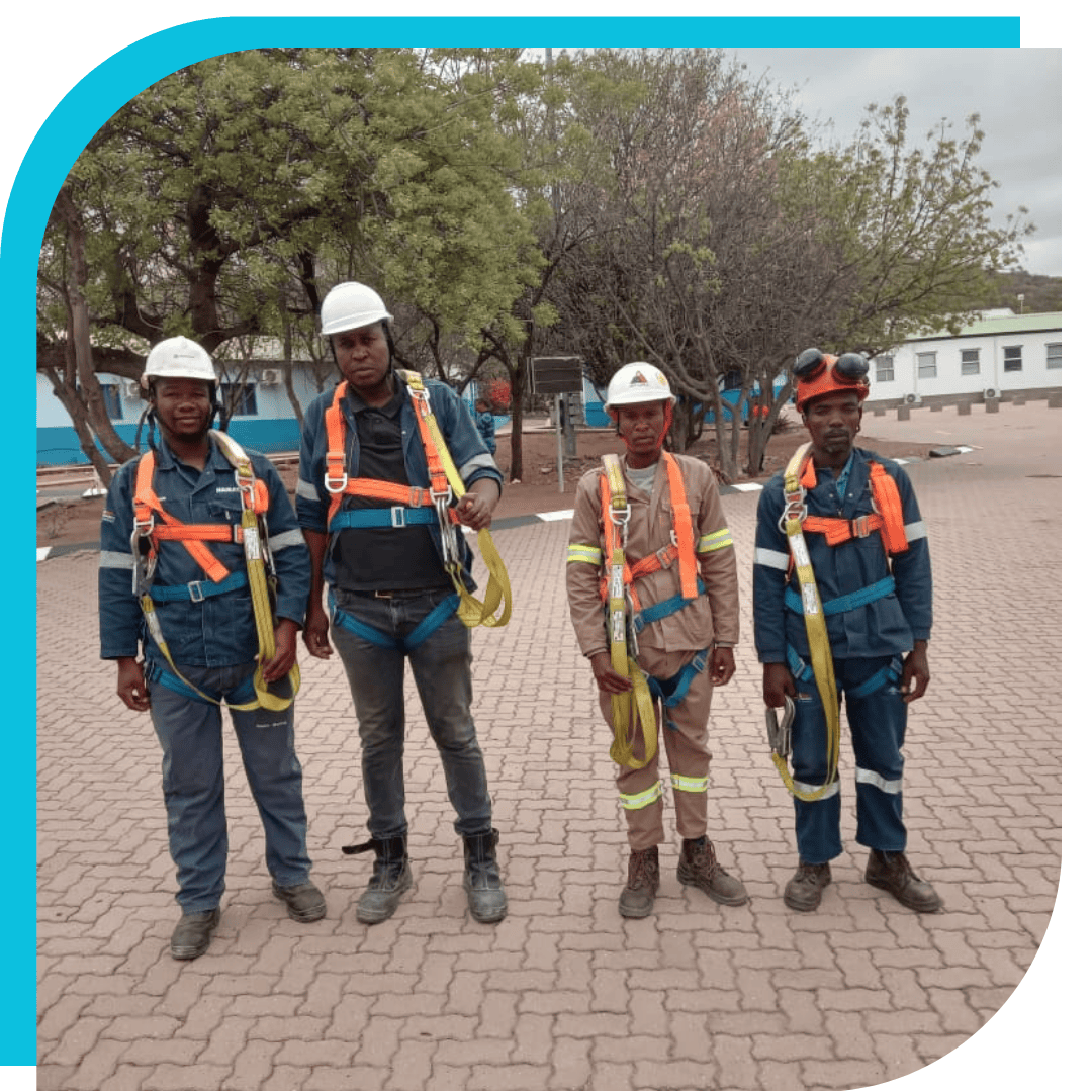 Training crew in protective equipment on site