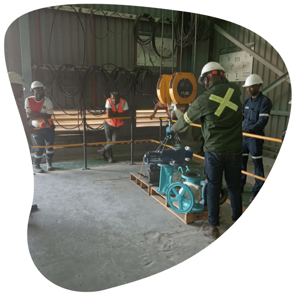 Learners in high-visibility gear during on-site training
